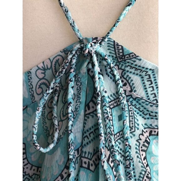 Letarte Women's Asymmetrical Cover up Printed Sun Dress Color Turquoise Size M - Picture 4 of 12